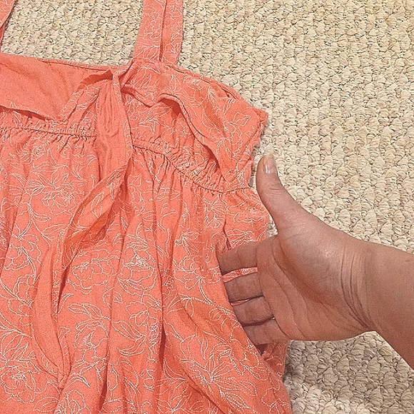 Preppy Beach Picnic Summer Printed Pink Linen Sundress Flowy Midi Plus Size Boho - Picture 6 of 13